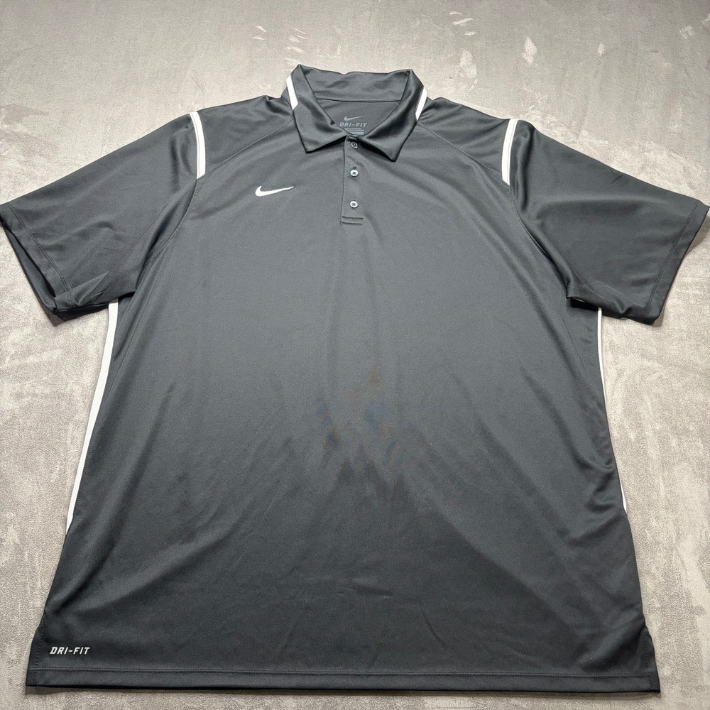 Nike Dri-FIT Mens Shirt Size XXL Black White Team Gameday Polo Performance Tech